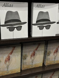 a display of books on a shelf